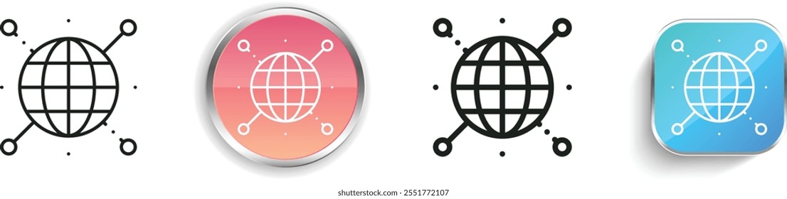 global icon. Thin Linear, Regular and Button Style Design Isolated On White Background