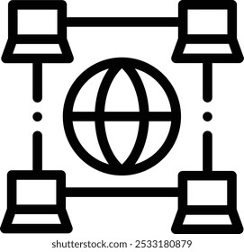 icono global. Diseño De Estilo Lineal Delgado Aislado Sobre Fondo Blanco