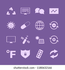 global icon. global vector icons set solar panel, computer cursor, blister pack and globe