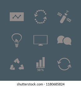 global icon. global vector icons set recycle sign, statistics, satellite and bulb leaf