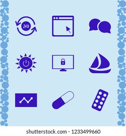 global icon. global vector icons set recycle hours, solar power, browser and capsule