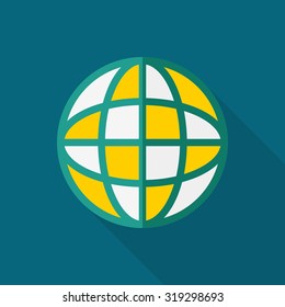 Global icon, vector illustration. Flat design style with long shadow,eps10