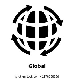 Global icon vector isolated on white background, logo concept of Global sign on transparent background, filled black symbol