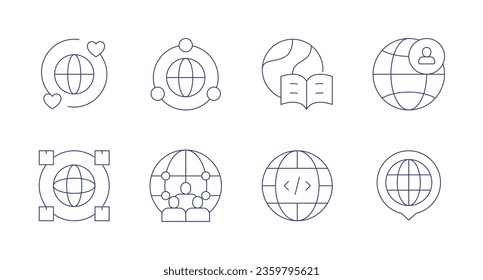 Global icons. editable stroke. Containing global, programming, world, globe, worldwide.