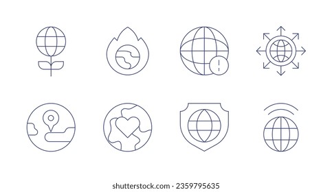 Global icons. editable stroke. Containing global, global communication, protection, world, global warming, humanitarian help.