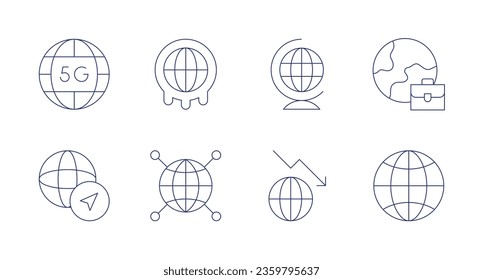 Global icons. editable stroke. Containing global, global services, recession, world, global warming, international.
