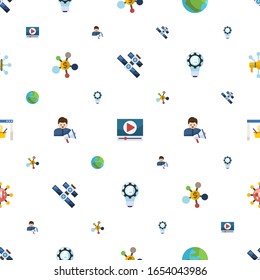global icons pattern seamless. Included editable flat space station, Video marketing, globe, Business networking, social media specialist icons. global icons for web and mobile.