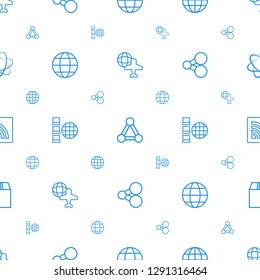 global icons pattern seamless white background. Included editable outline globe and plane, connection, globe, internet, share, wi fi, cargo container icons. global icons for web and mobile.