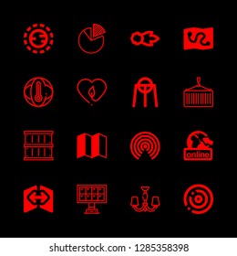global icons set with container, comet and map vector set