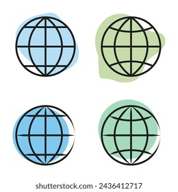 Global icons with shadows. Blue and green earth. Connectivity concept. Vector illustration. EPS 10.