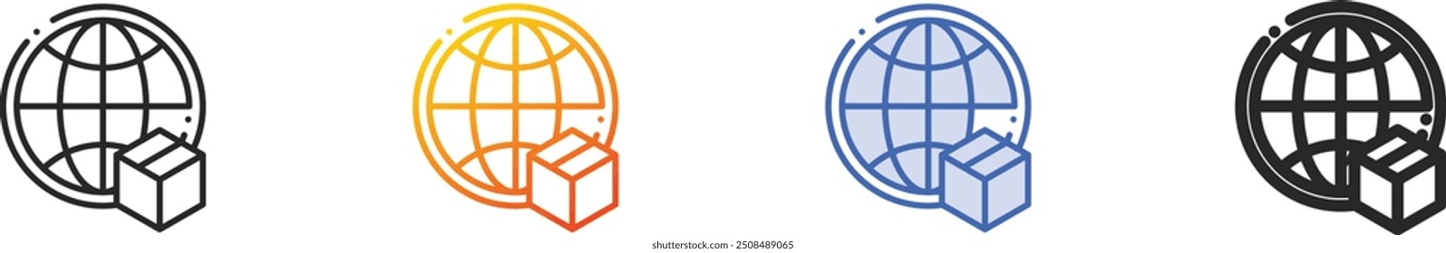 global icon.Thin Linear, Gradient, Blue Stroke and bold Style Design Isolated On White Background