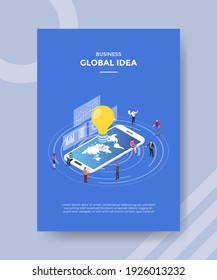 globales Ideenkonzept für Template-Banner und Flyer für den Druck mit isometrischem Stil