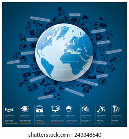 Global Index Infographic With Icon Set Chart Design Template