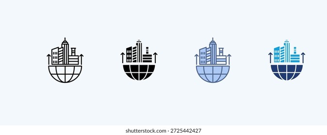 Vector de ilustración de múltiples iconos de la industria global