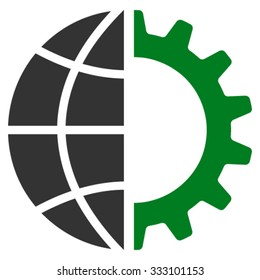Global Industry vector icon. Style is bicolor flat symbol, green and gray colors, rounded angles, white background.