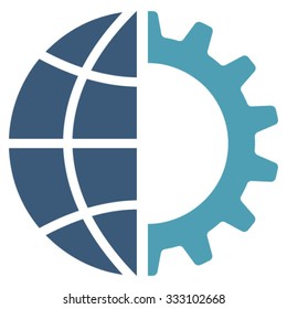Global Industry vector icon. Style is bicolor flat symbol, cyan and blue colors, rounded angles, white background.