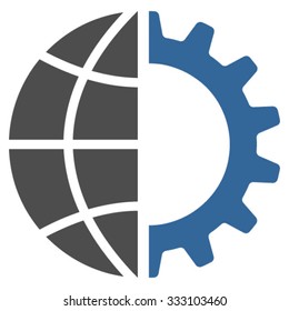 Global Industry vector icon. Style is bicolor flat symbol, cobalt and gray colors, rounded angles, white background.
