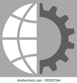 Global Industry vector icon. Style is bicolor flat symbol, dark gray and white colors, rounded angles, silver background.