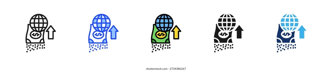 Colección global del icono de la inflación con múltiples estilos