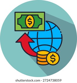 Global Inflation Icon isometric Vector Illustration