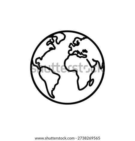 Global infrastructure outline icon black and white world map vector illustration