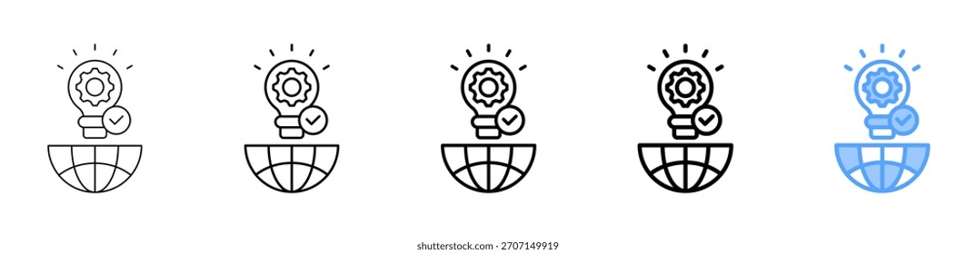Conjunto de Colección de contorno de estilo diferente de icono de innovación global