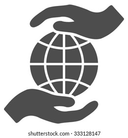 Global Insurance vector icon. Style is flat symbol, gray color, rounded angles, white background.