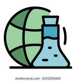 Global integrity icon outline vector. Core mission. Vision trust color flat