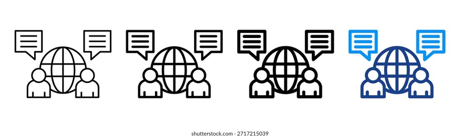 Global Interaction Icon Different Outline Collection Set
