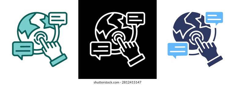 Global Interaction Icon triplestyle Vector Illustration