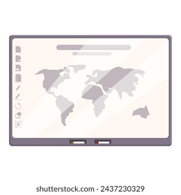 Global interactive map icon cartoon vector. Touch screen. Multimedia display