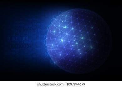 Global international blockchain. Modern future planet space low poly modern future technology finance banking design.