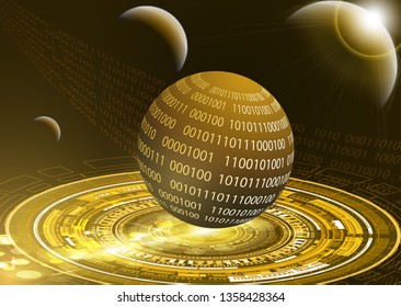 Global international exchange of information. Planet space modern technologies of the future finance banking. Binary code web security payment business vector illustration - Vector Graphics