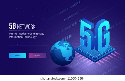 Global Internet 5G Network Connectivity concept based responsive landing page design with binary coding and processor chip illustration. Global Internet 5G Network Connectivity concept based responsive landing page design with binary coding and processor chip illustration.