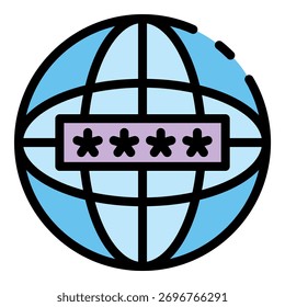 Ícone de autenticação global da Internet. Contornar global Internet autenticação ícone vetorial cor plana isolada