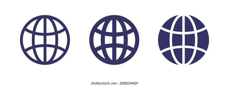Global, internet, browser and globe icon set. Vector illustration
