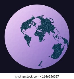 Global internet business concept. Airy's minimum-error azimuthal projection. World network map. Wired globe in Airy projection on geometric low poly background. Amazing vector illustration.