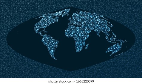 Global internet business concept. Craster projection. World Network. Trendy connections map. Vector illustration.