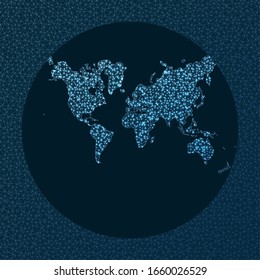Global internet business concept. Lagrange projection. World Network. Powerful connections map. Vector illustration.