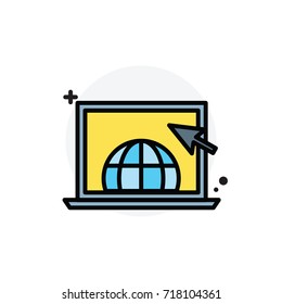 Global internet concept Isolated Line Vector Illustration editable Icon
