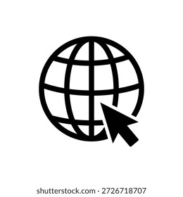 Icono de conexión global a Internet con el cursor apuntando al símbolo de Web mundial