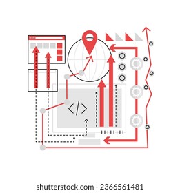 Red global de internet. Comunicación por Internet, imagen de icono gráfico de estrategia de búsqueda