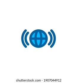 Global internet network icon in blue color style. Connection and network icon