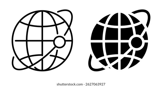 Global internet network icon. Linear and silhouette style.