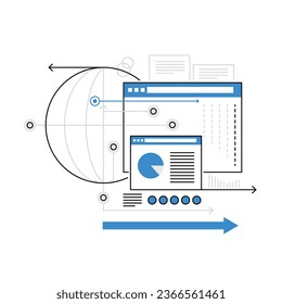 Global internet network. International web communication, global connection vector illustration