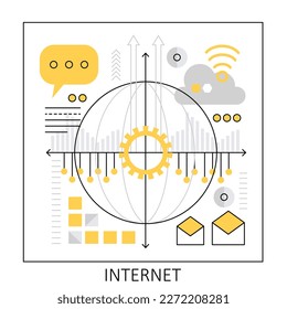 Global internet network. Online connection, digital communication vector illustration