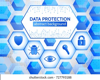 Global internet network protection. Cyber data  privacy. Digital security concept background. Abstract high tech vector illustration.