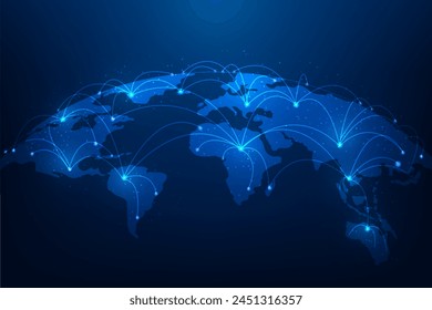 Globale Internetnetzwerktechnik auf blauem, dunklem Hintergrund. Vektorillustration Fantastisches Design auf blauem Hintergrund.