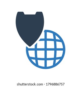 global internet security icon vector 