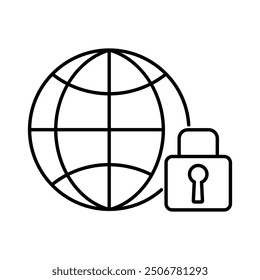 Global internet security symbol featuring a padlock and globe representing online safety measures